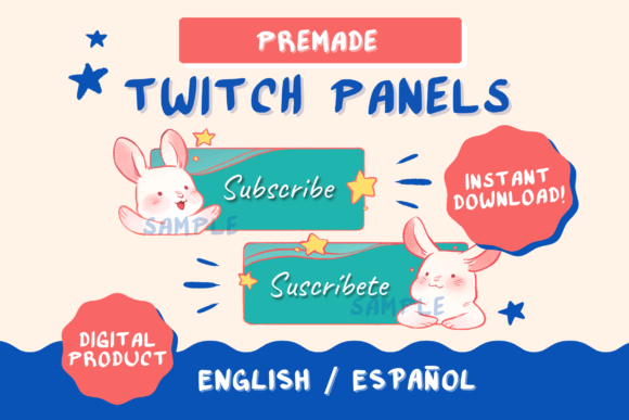 Download 24 Twitch Panels with Bunnies (Spanish and English) - Premium Bundle