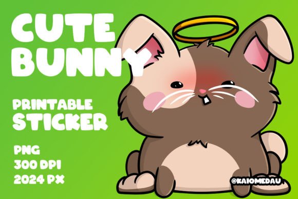 Download Cute Bunny Printable Sticker - Angel - Premium Resources