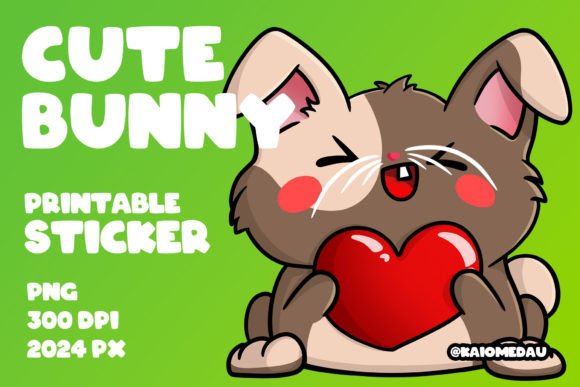 Download Cute Bunny Printable Sticker - Heart - Premium Resources