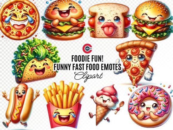 Download Cute Funny Fast Food Emotes Clipart - Fast food Collection