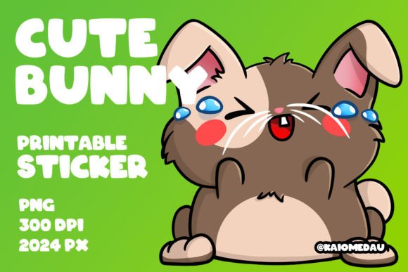 Download Cute Bunny Printable Sticker - Laughing - Premium Resources