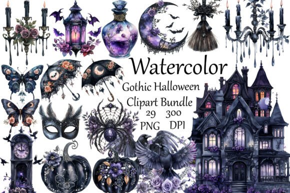 Download Watercolor Gothic Halloween - Gothic halloween Collection
