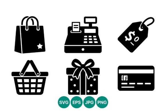 Download Shopping Icons Set Black Silhouette - Black silhouette Collection